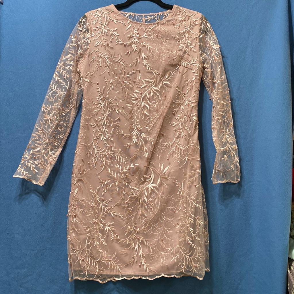 New Cocktail See Through Sleeves And A Back Dress With Side Zipper Size M